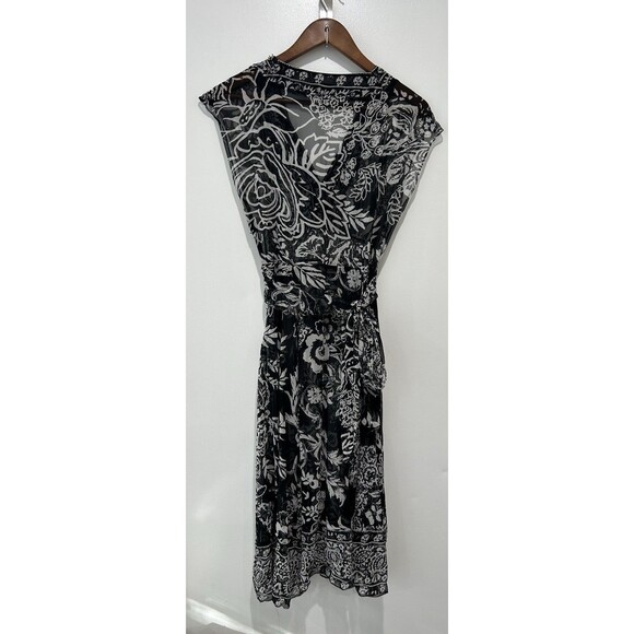 VTG Mixit Dress Sze 10 Sheer Silk Beaded Flowy Ethereal Romantic Y2k Black White - Picture 13 of 13